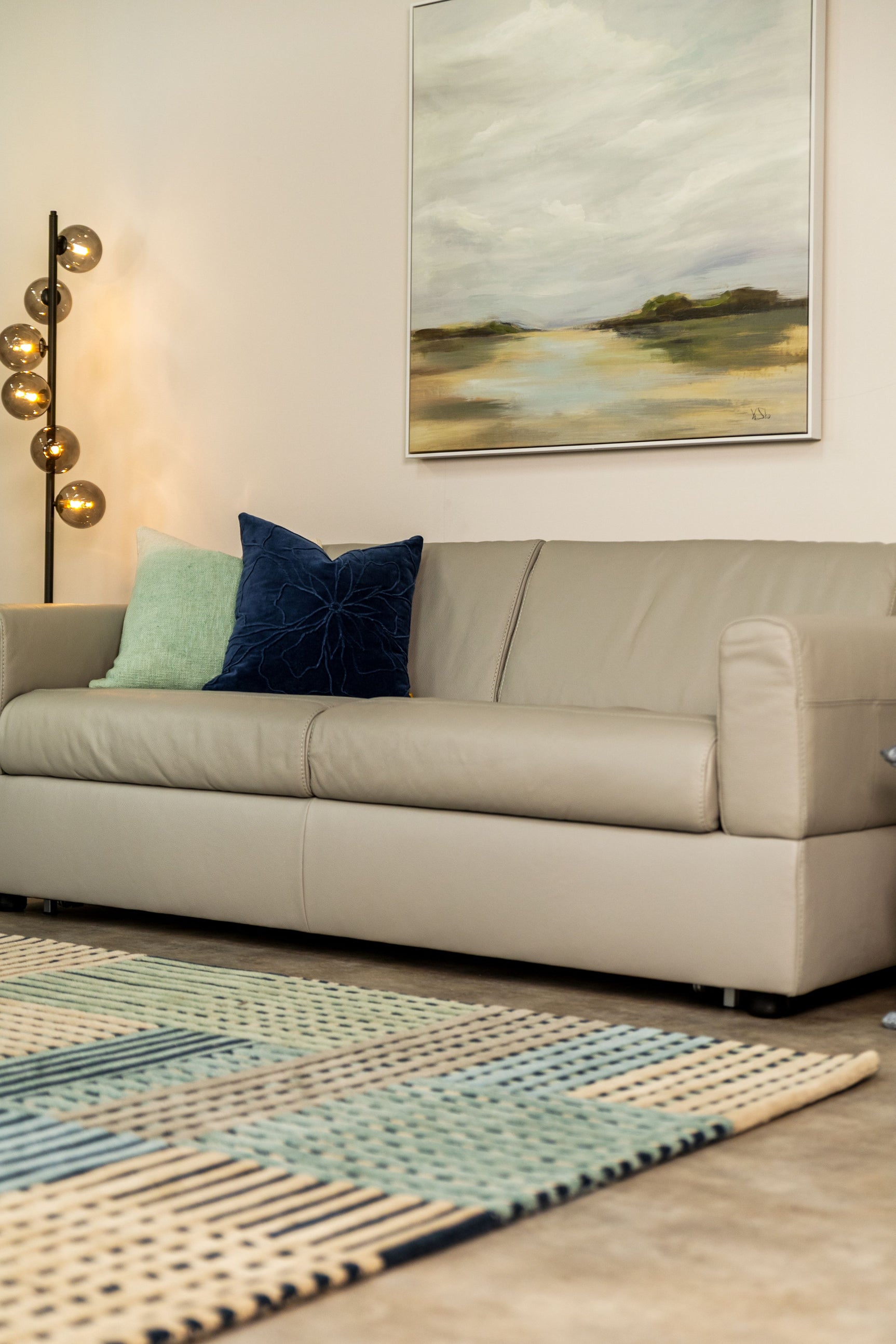 Visconti 3 Seater Leather Sofa Bed Dark Grey