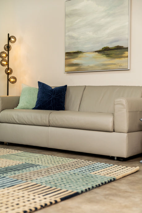 Visconti 3 Seater Leather Sofa Bed Dark Grey