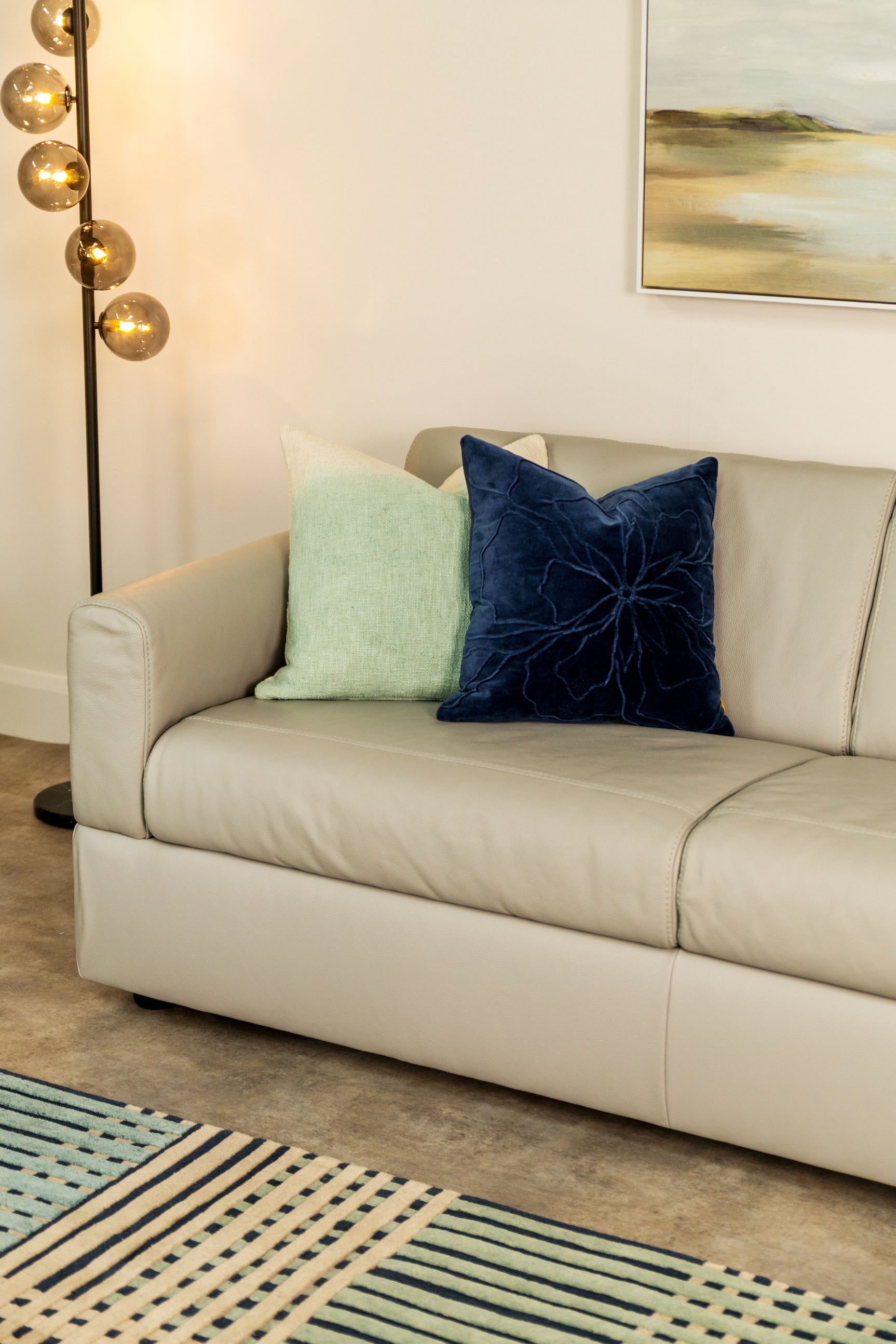 Visconti 3 Seater Leather Sofa Bed Dark Grey