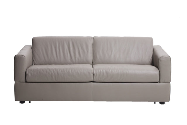 Visconti 3 Seater Leather Sofa Bed Warm Grey