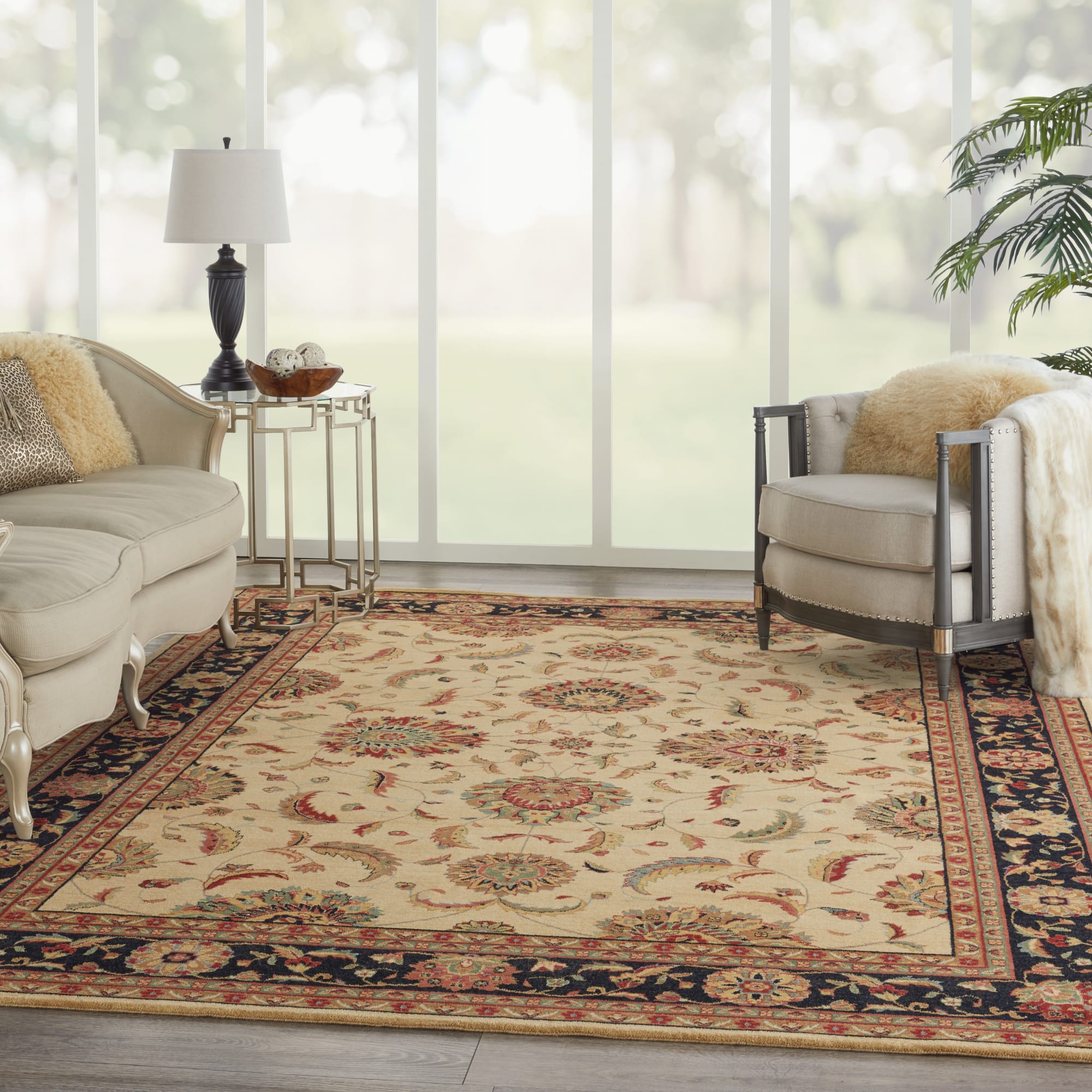 Living Treasures Rug LI04 Ivory/Black