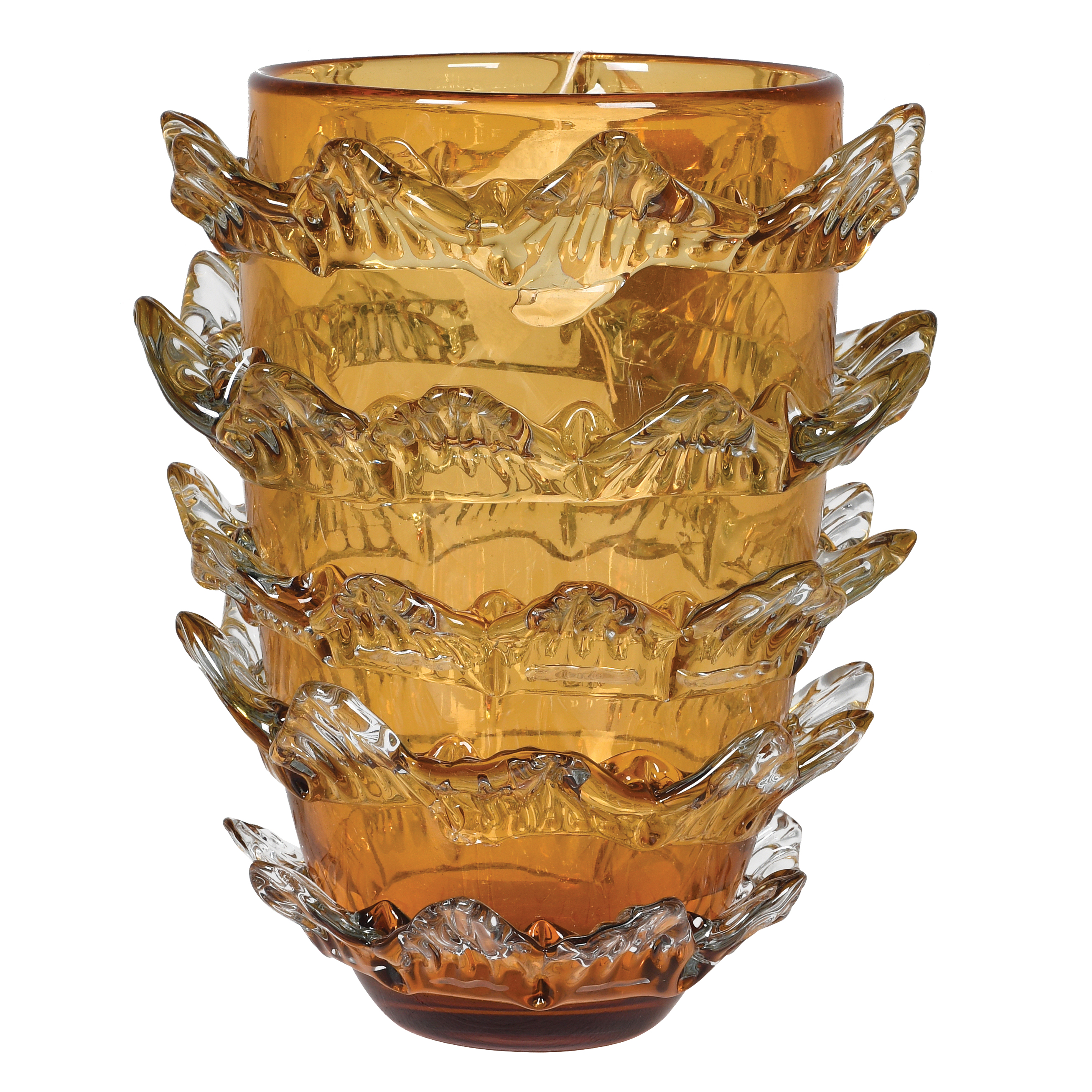 Amber Vase with Clear Petals