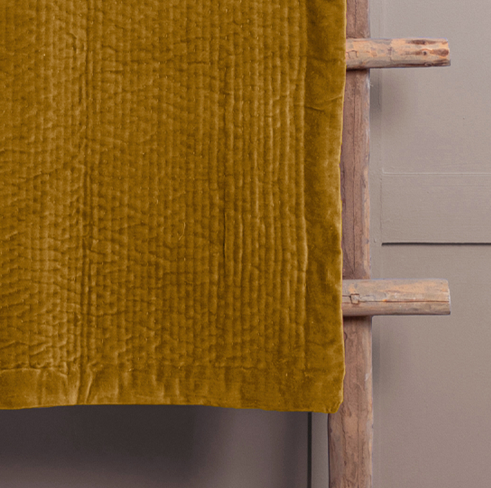 Haze Mustard Quilted Velvet Throw
