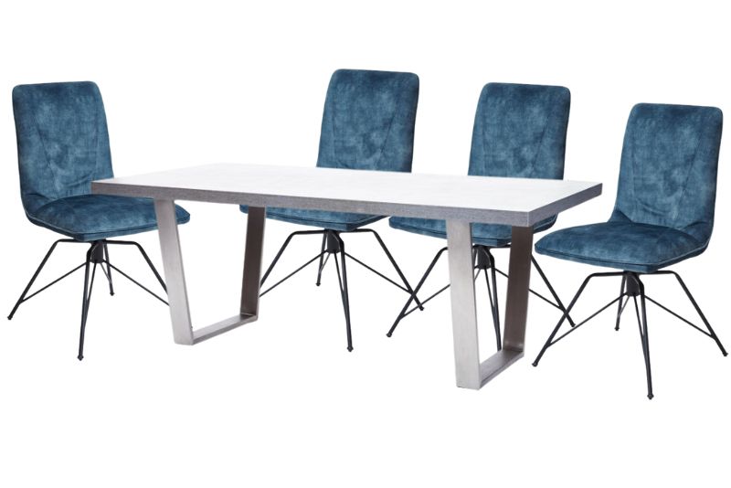 Hornby 200cm Dining Table and 4 Teal Carter Dining Chairs - Bundle Deal
