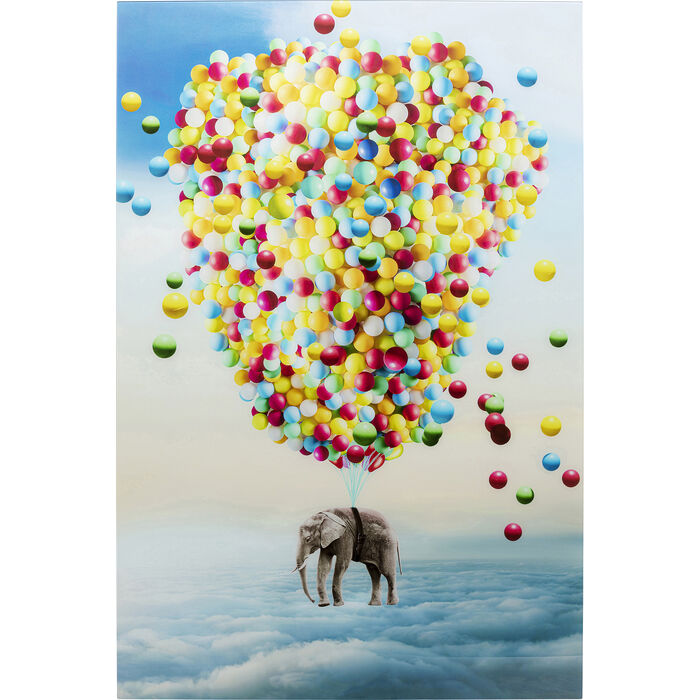 Balloon Elephant Glass Picture