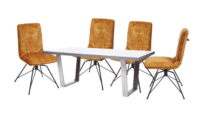 Hornby 200cm Dining Table and 4 Gold Carter Chairs - Bundle Deal