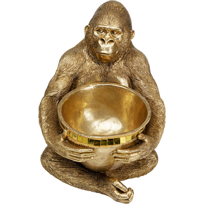 Gorilla Holding Bowl Deco Figurine