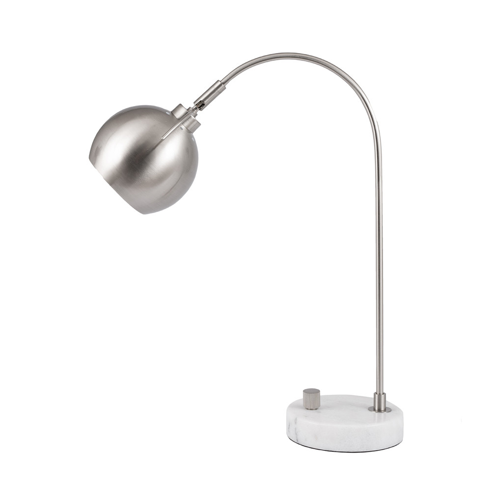 Feliciani Brushed Silver and White Marble Table Lamp