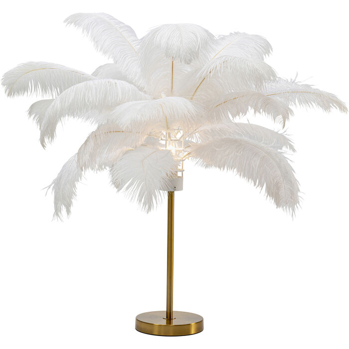 Palm White Feather Table Lamp