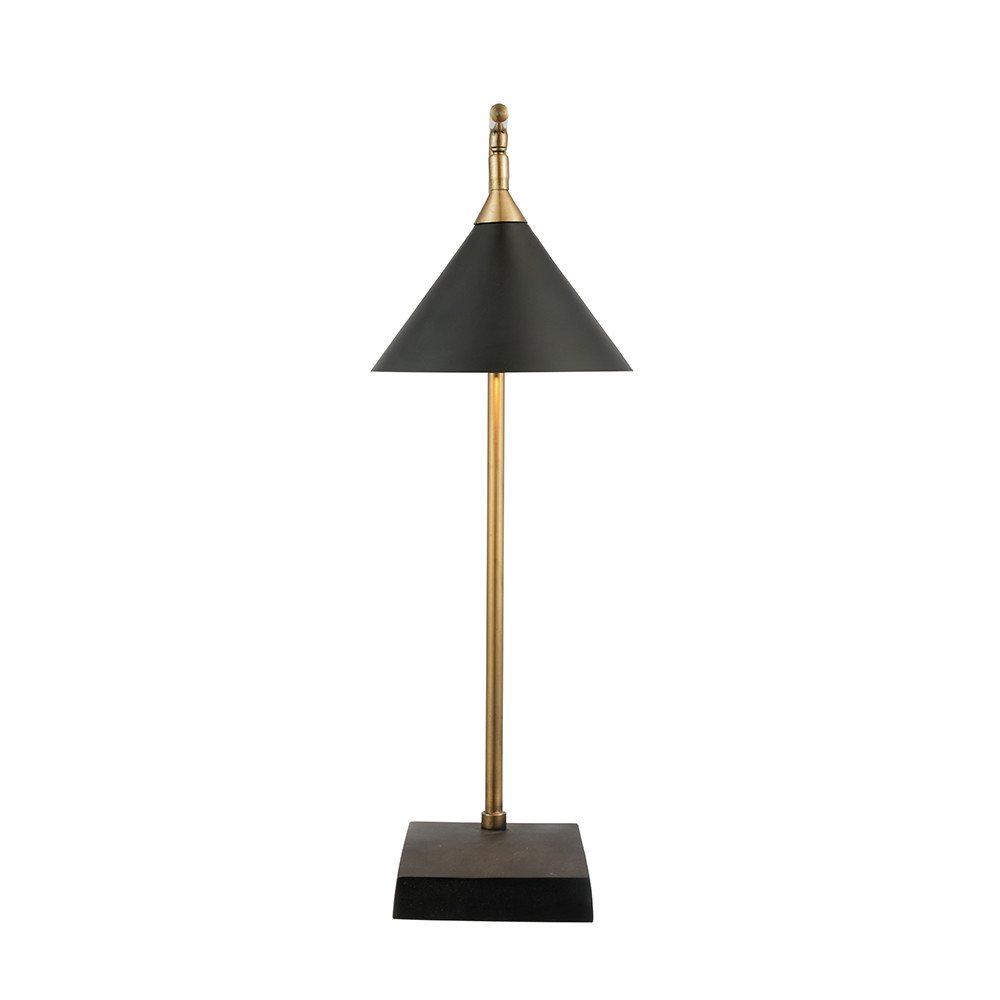 Zeta Matte Black and Antique Brass Table Lamp