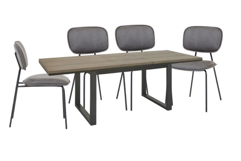 Eden 6-8 Dining Table and 4 Grey Logan Dining Chairs - Bundle Deal