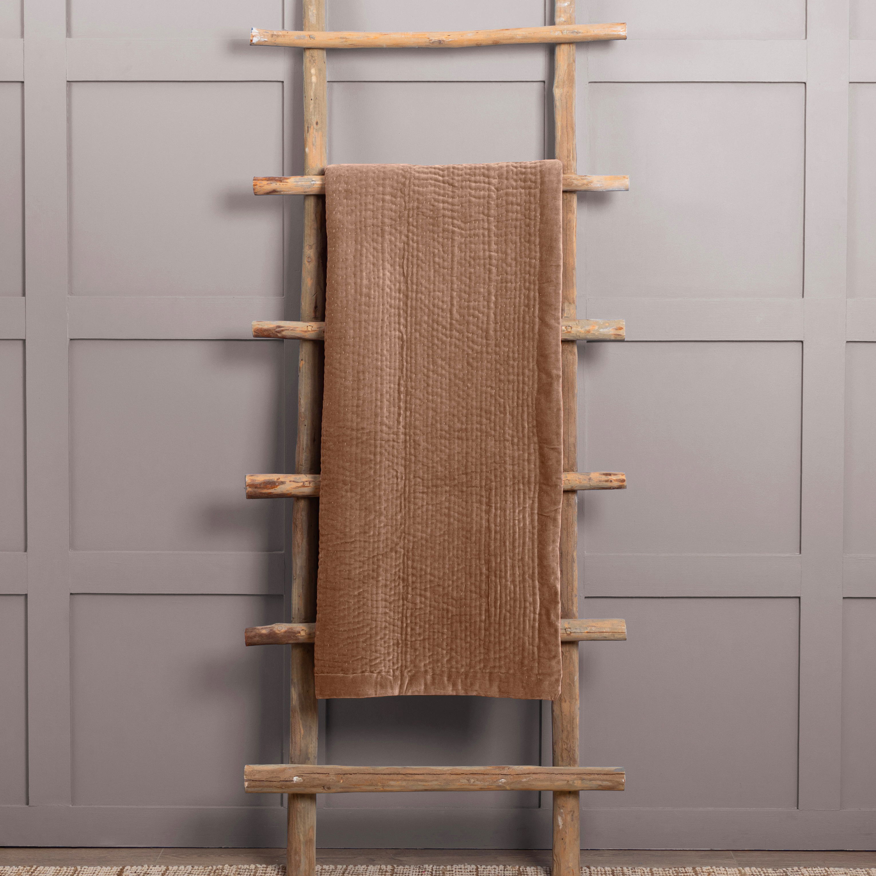 Haze Coral Quilted Velvet Throw