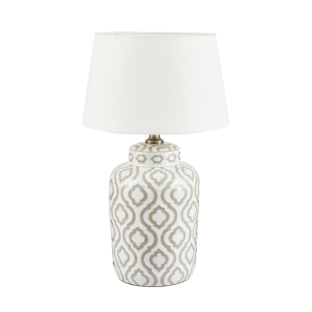 Celia Taupe & White Pattern Lamp