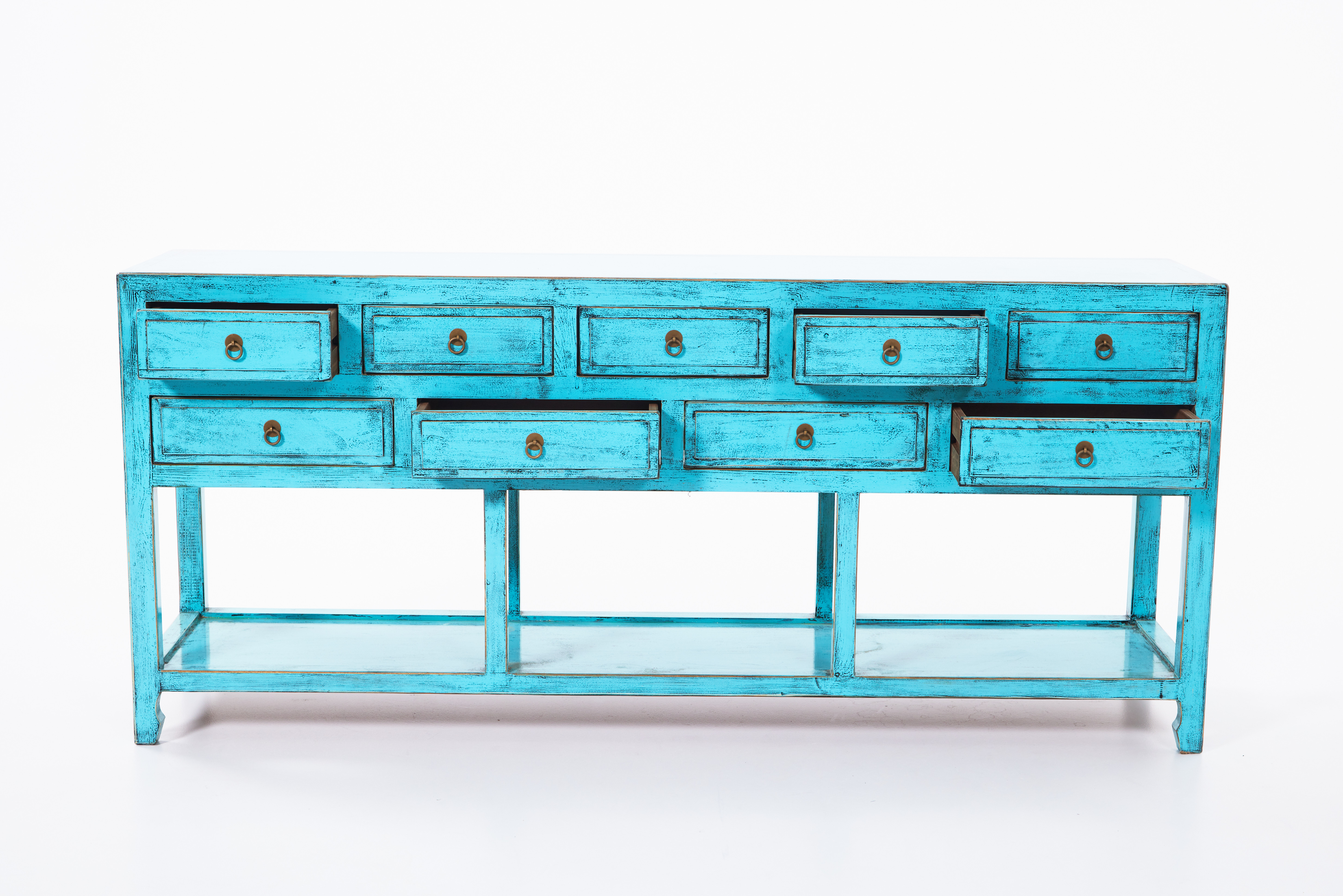 Santorini 9 Drawer Table - Turquoise