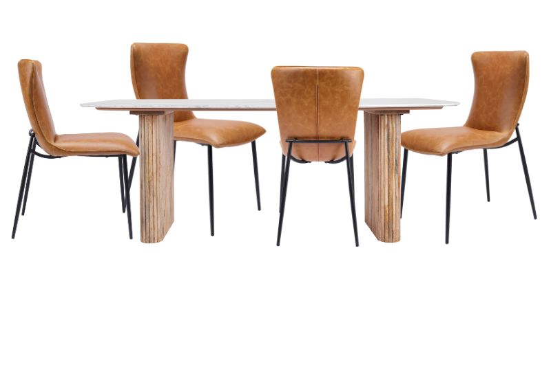 Lille 200cm Dining Table and 4 Tan Nantes Dining Chairs - Bundle Deal