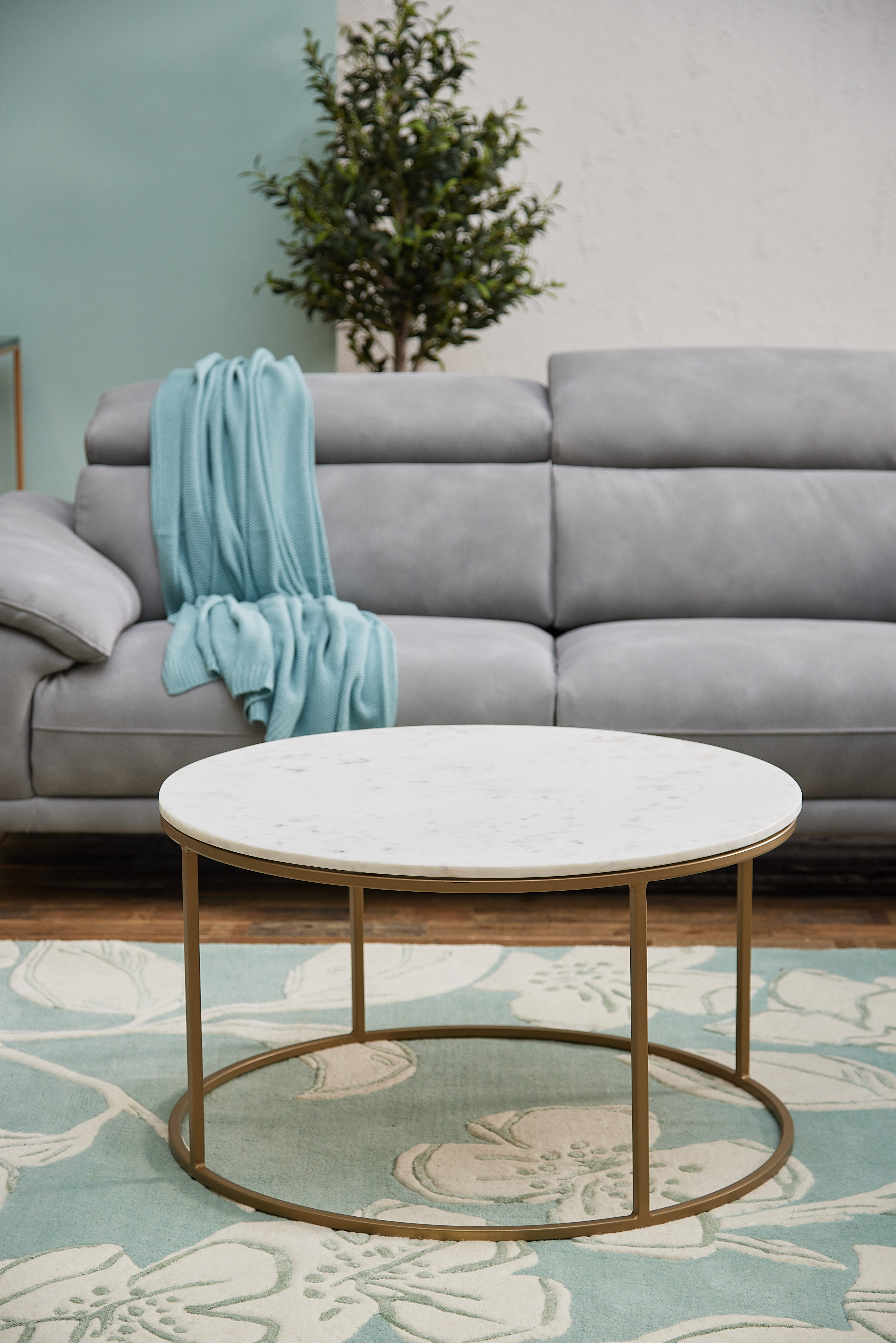 Beth Brass and Marble Circular Coffee Table