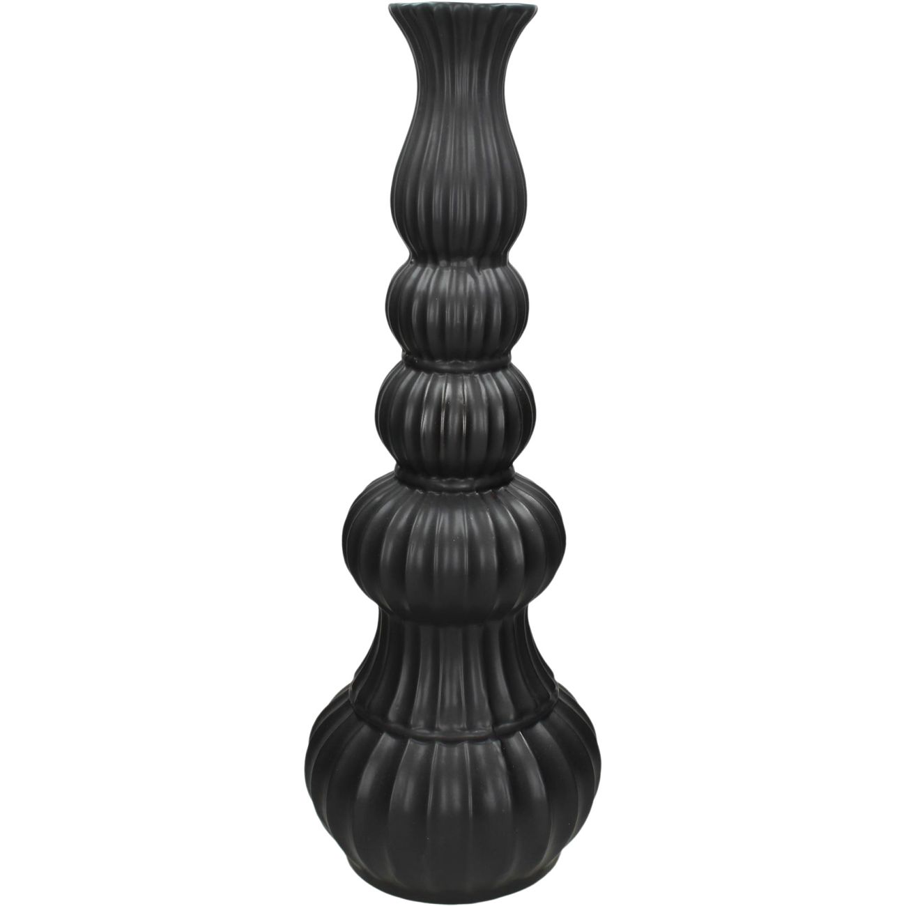 Black Bolbous Earthenware Vase