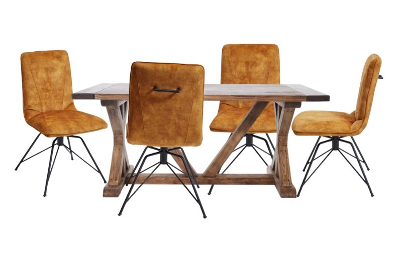 Conrad Dining Table 180cm with 4x Carter Dining Chairs Gold