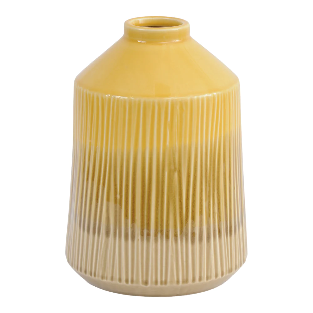 Yellow Stoneware Bottle Vase