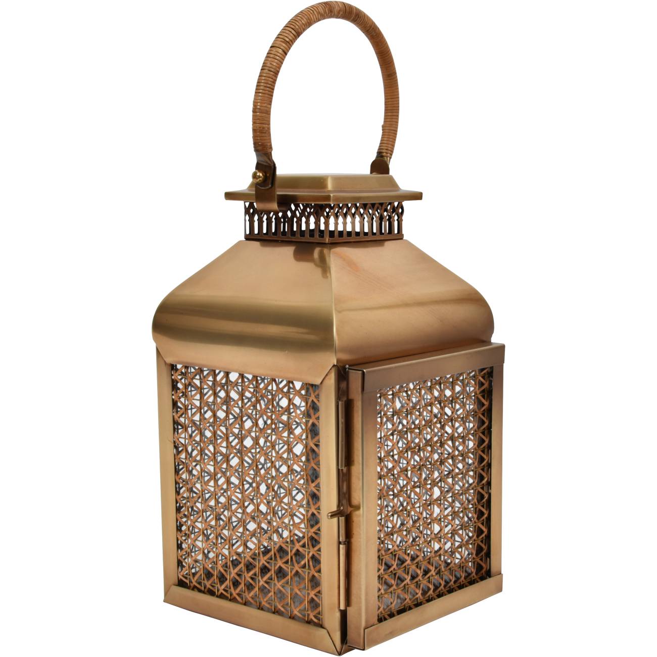 Burnished Lantern Brass and Cane - Small