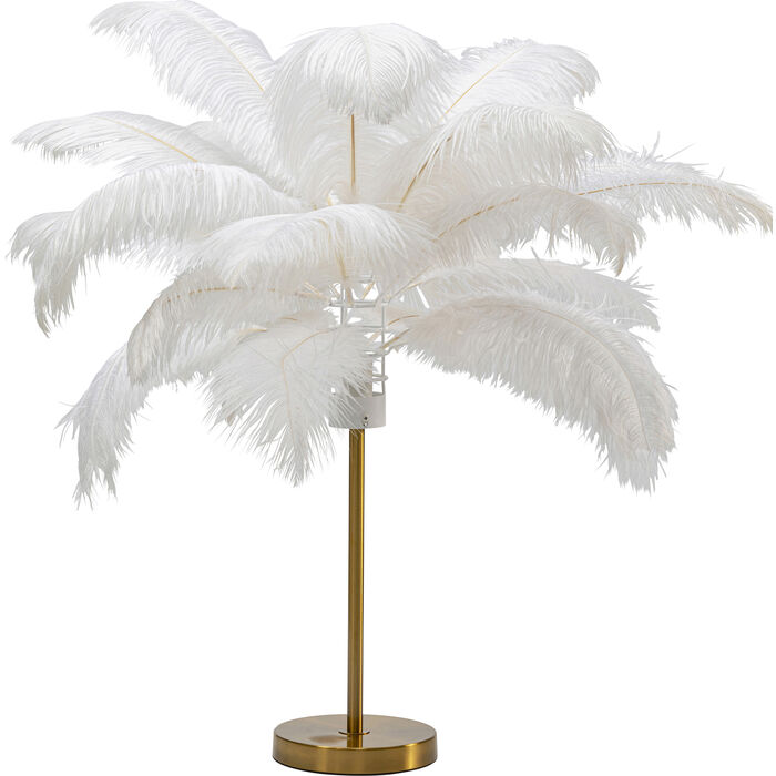 Palm White Feather Table Lamp