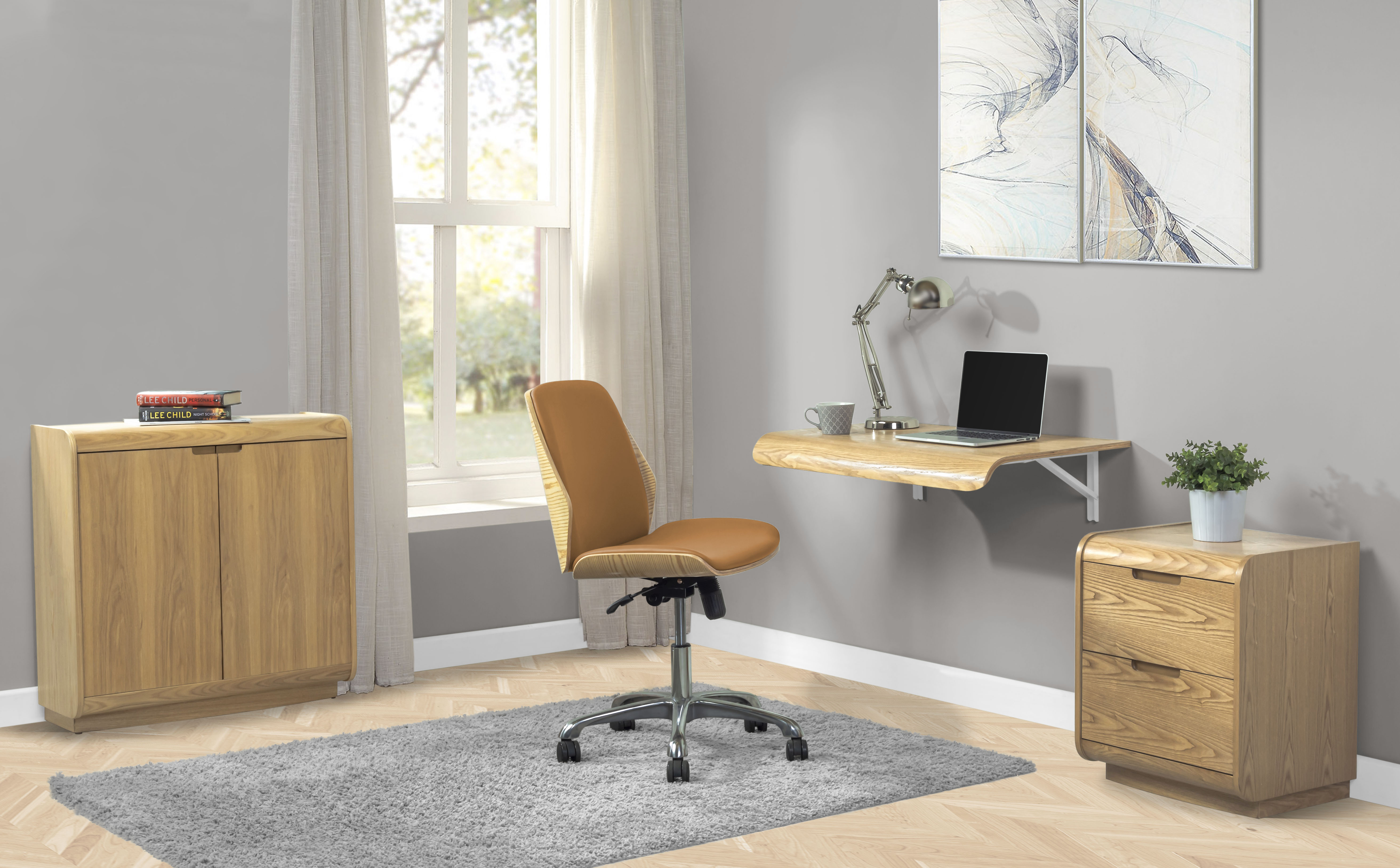 Miami Universal Office Chair Oak/Tan