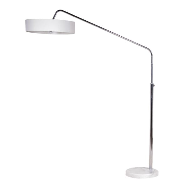 Chrome Floor Lamp with White Shade