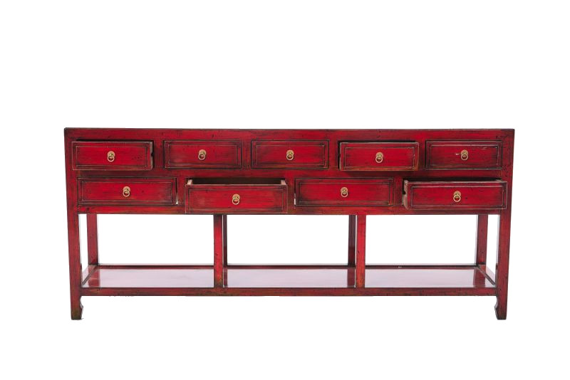 Santorini 9 Drawer Table - Red