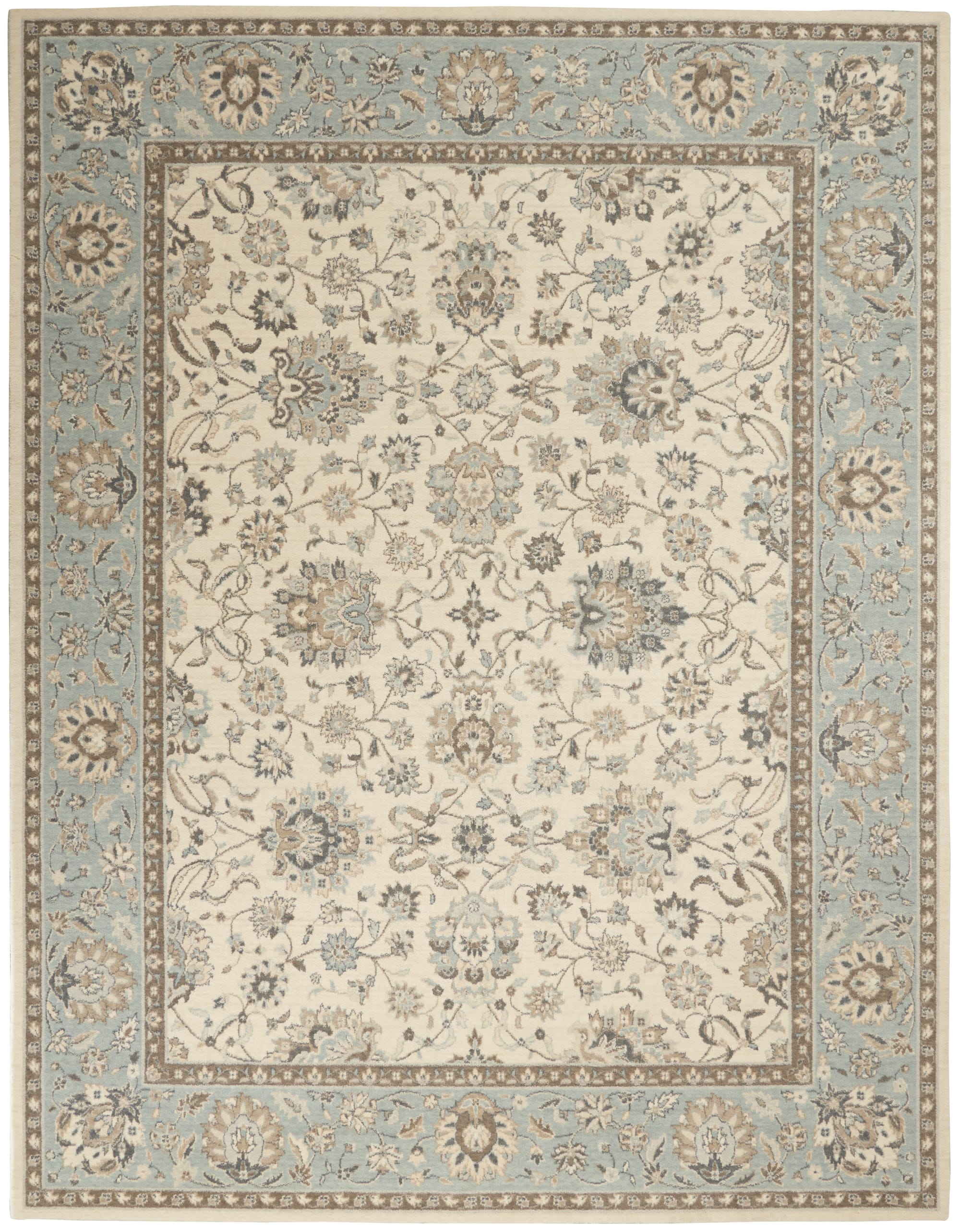 Living Treasures Rug LI16 Ivory/Aqua