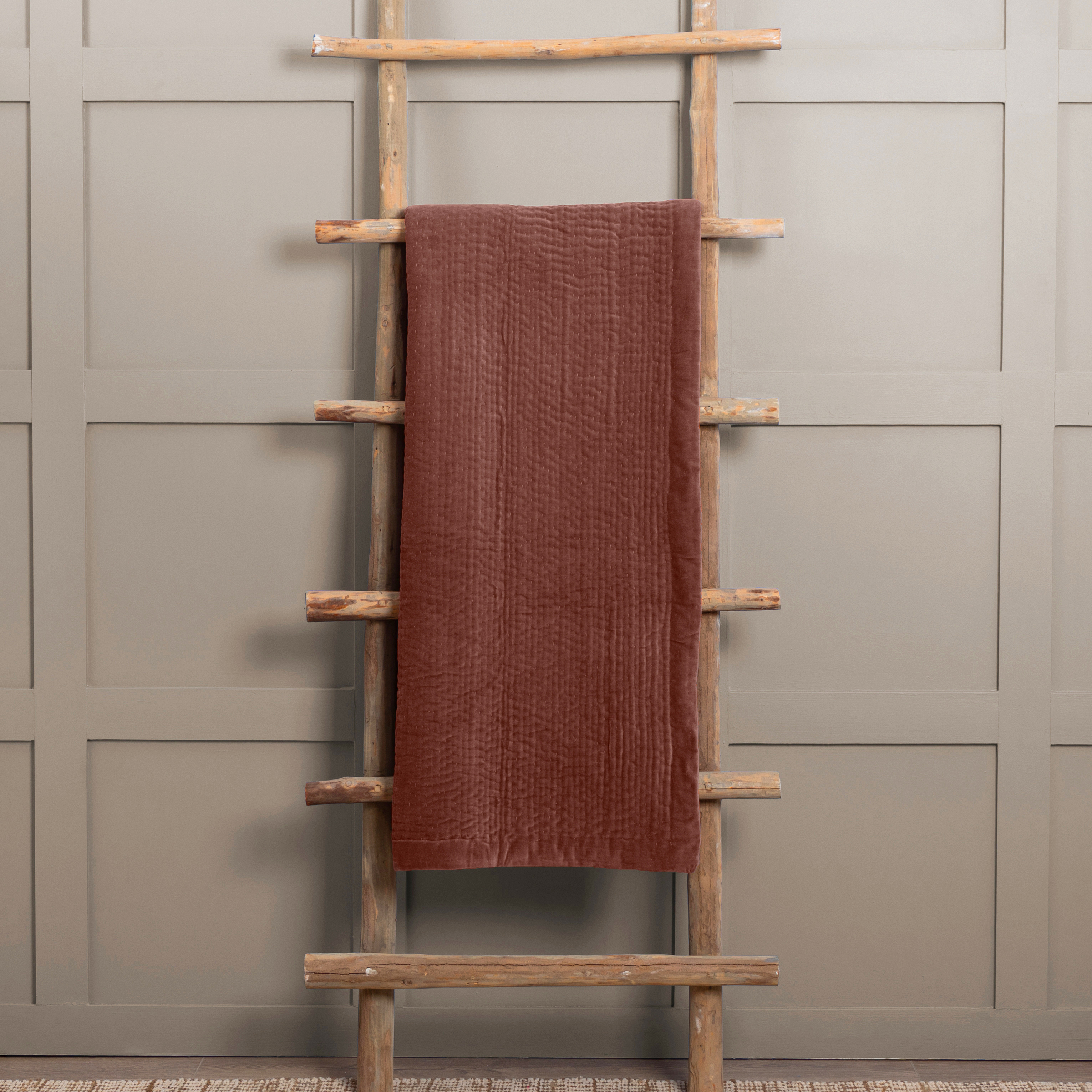 Haze Persimmon Quilted Velvet Throw