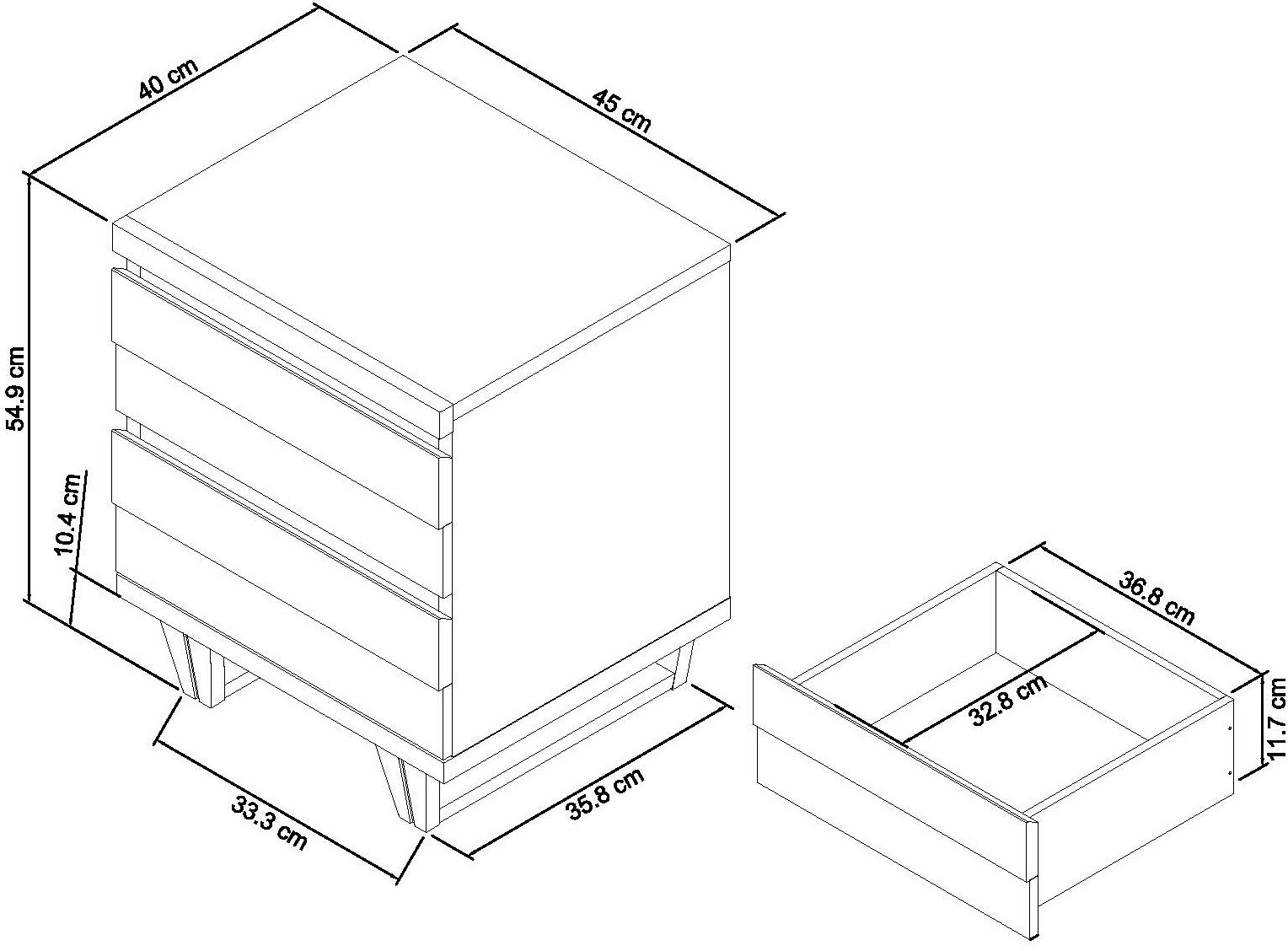 Eden 2 Drawer Nightstand