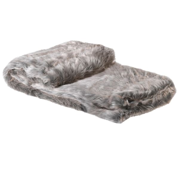 Large Silver Shimmer Faux Fur Throw