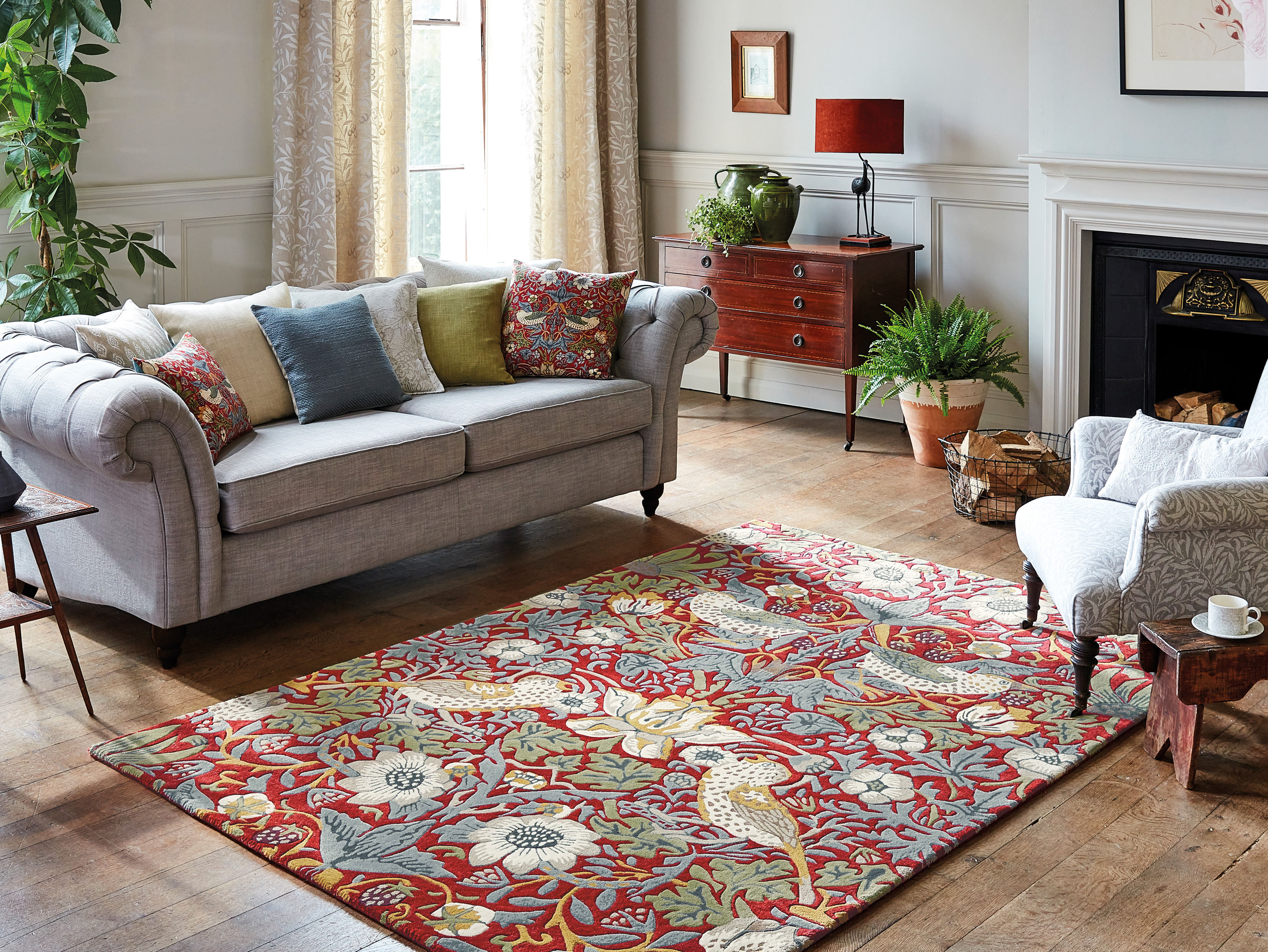 Strawberry Thief Rug Crimson