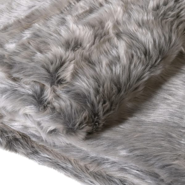 Large Silver Shimmer Faux Fur Throw