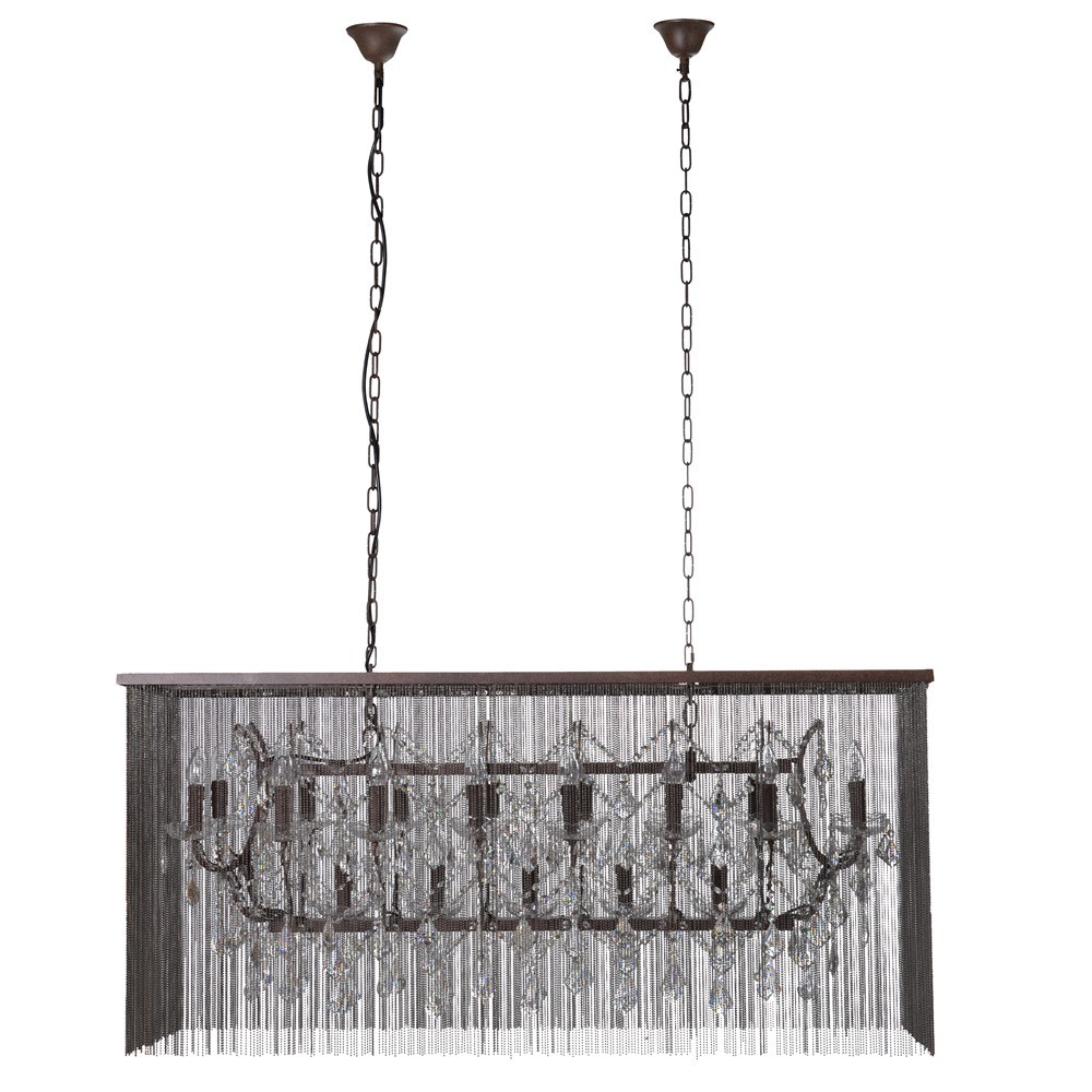 Rectangular Bead and Glass Chandelier