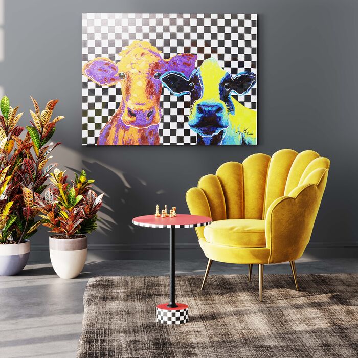 Colourful Cows Canvas Picture