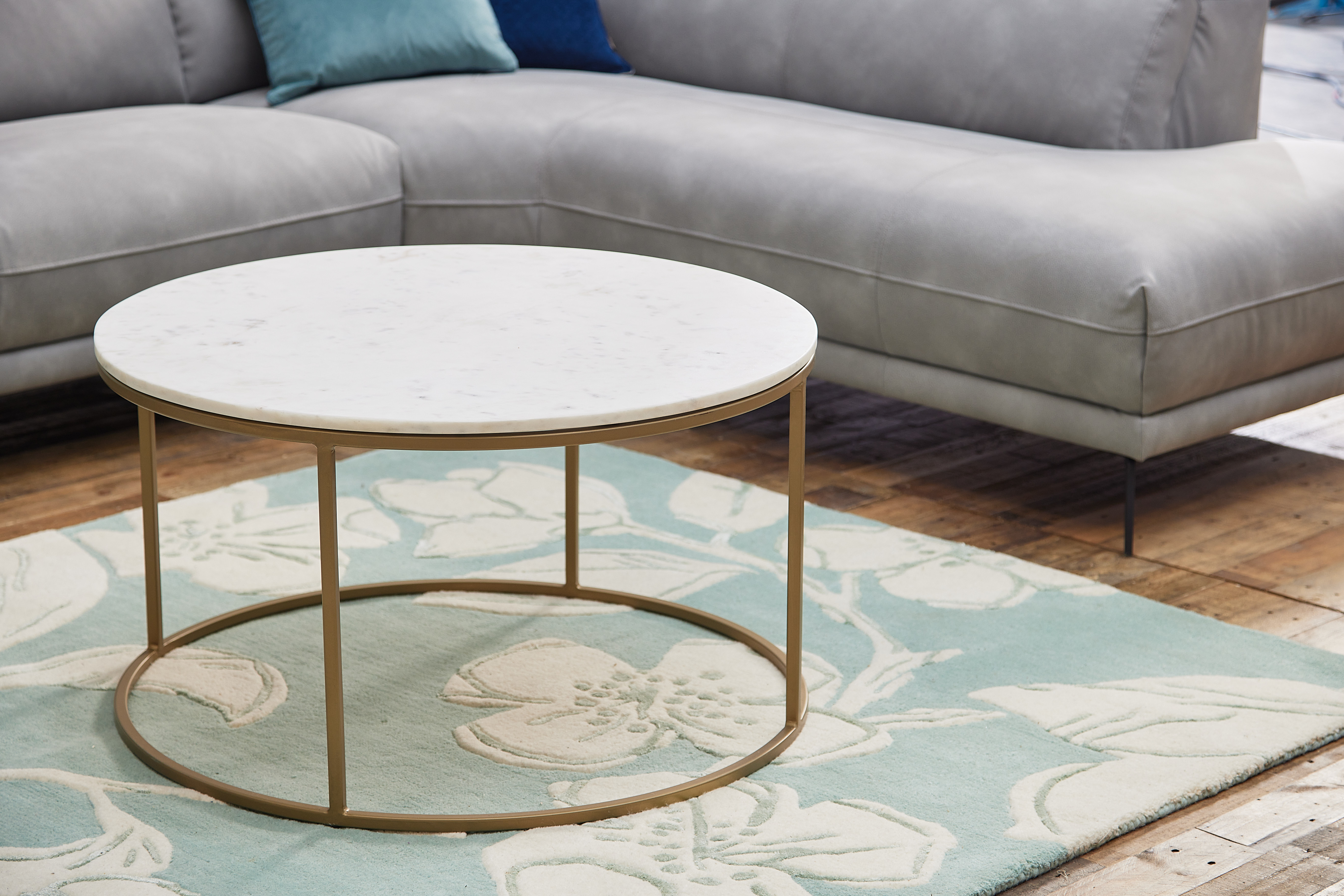Beth Brass and Marble Circular Coffee Table