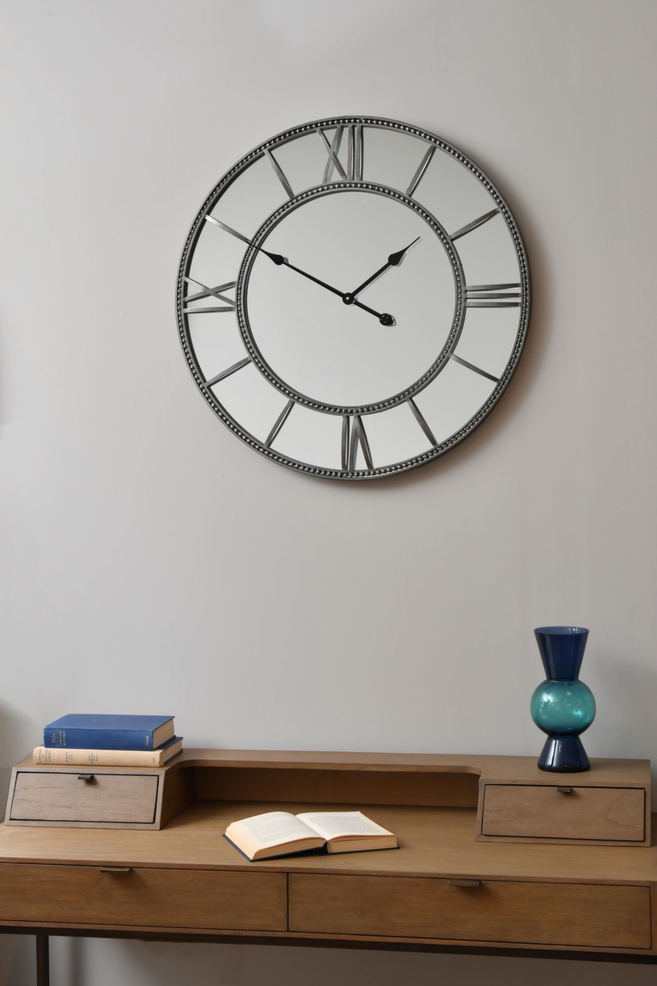 Beaded Round Mirrored Wall Clock