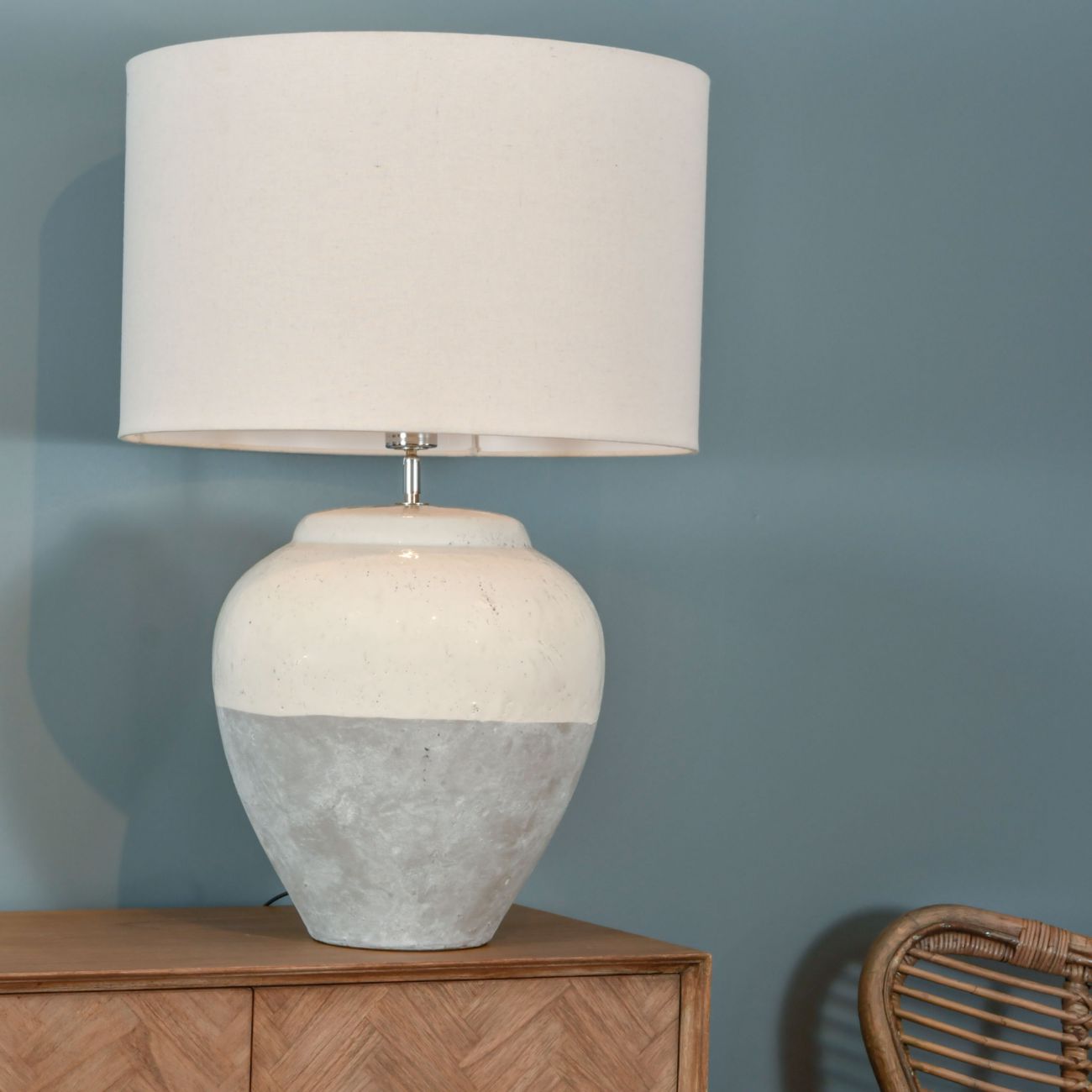 Skyline Grey Porcelain Table Lamp with Shade