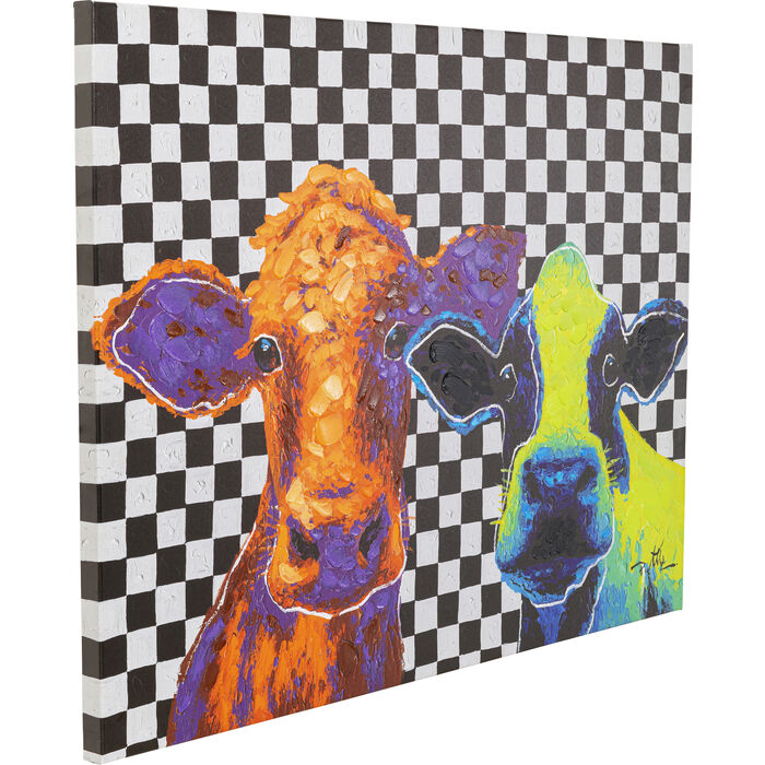 Colourful Cows Canvas Picture