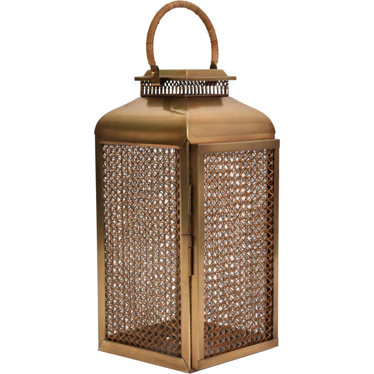 Burnished Lantern Brass and Cane - Large