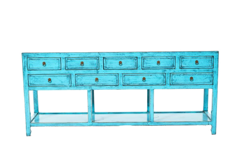 Santorini 9 Drawer Table - Turquoise