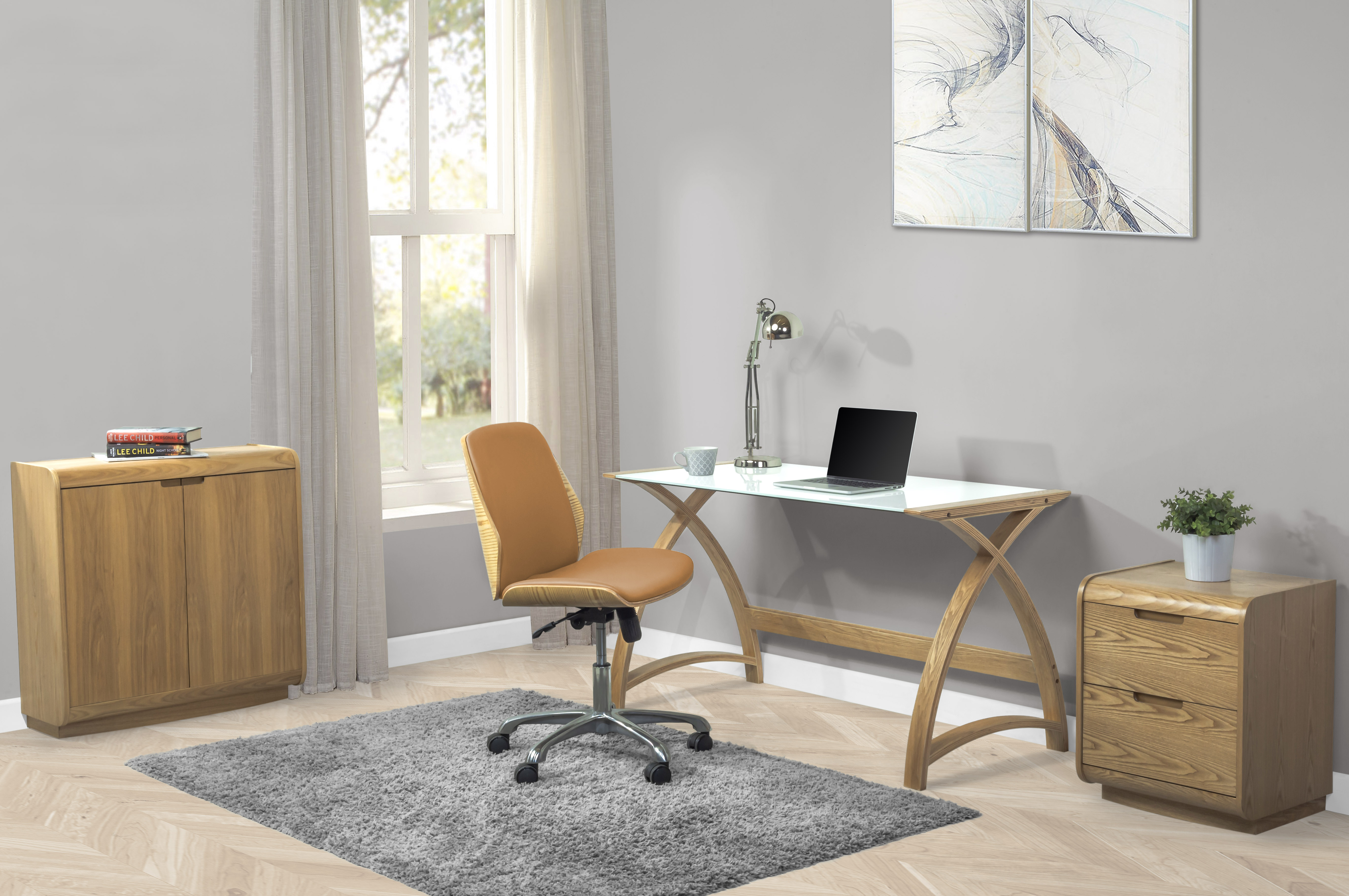 Miami Universal Office Chair Oak/Tan