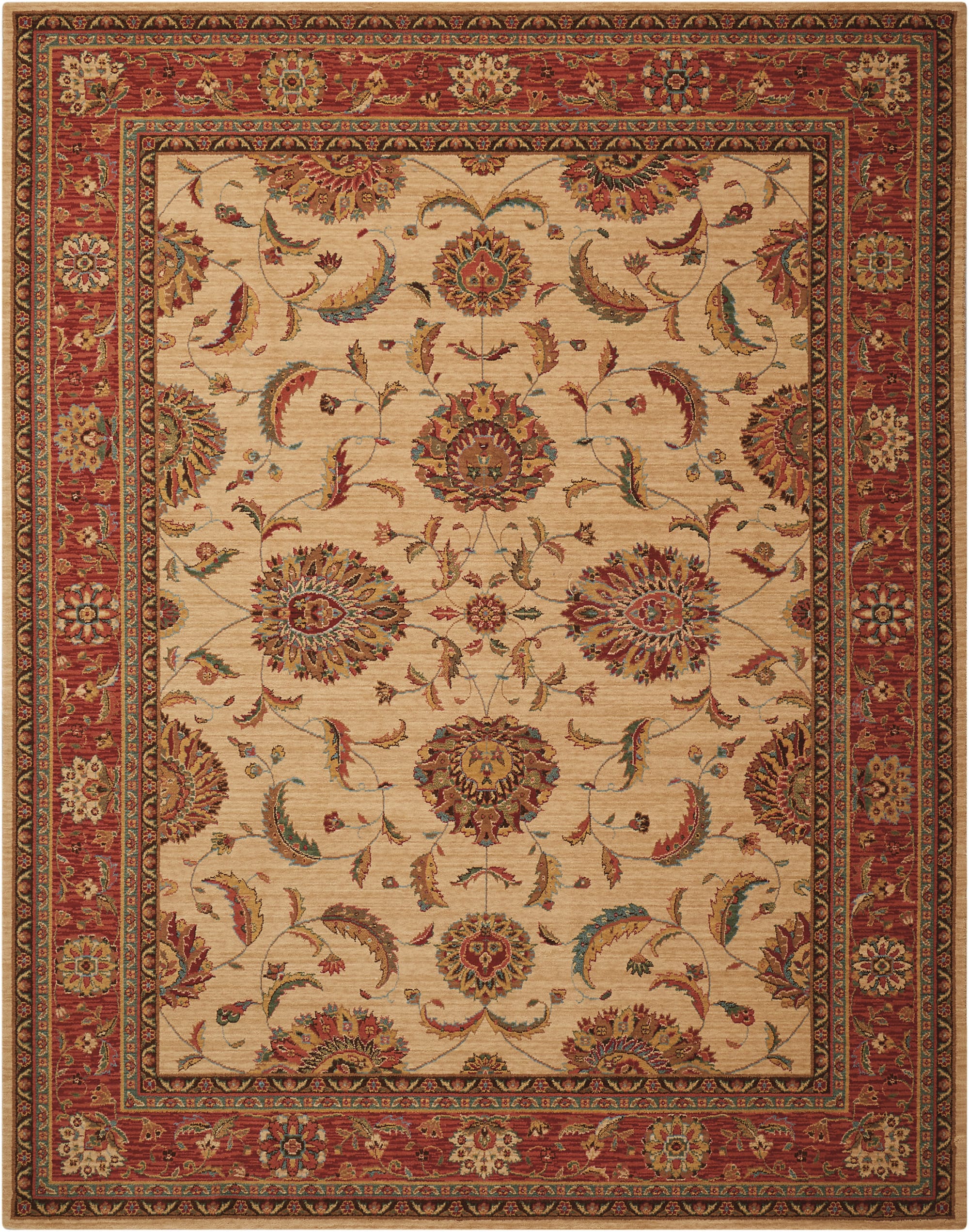 Living Treasures Rug LI04 Ivory/Red