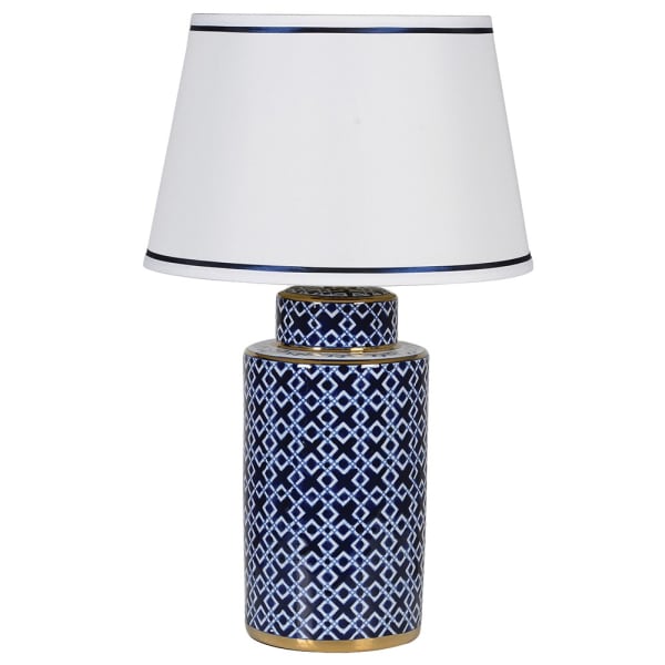 Ariel Gold Edge Blue Patterned Lamp Caseys Furniture