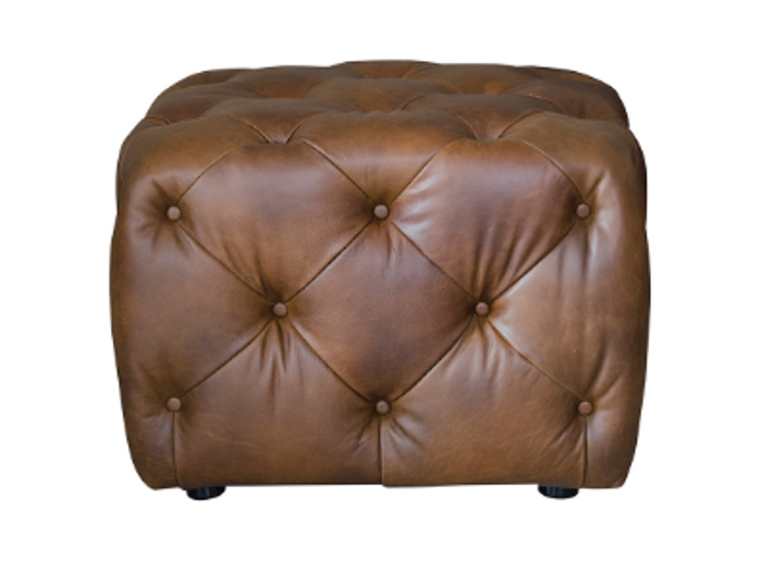 Small Button Footstool Leather