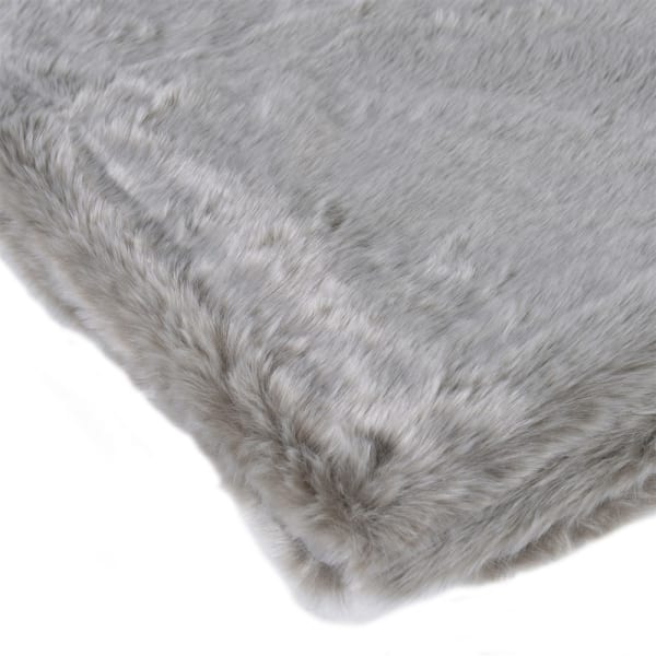 Large Silver Shimmer Faux Fur Throw
