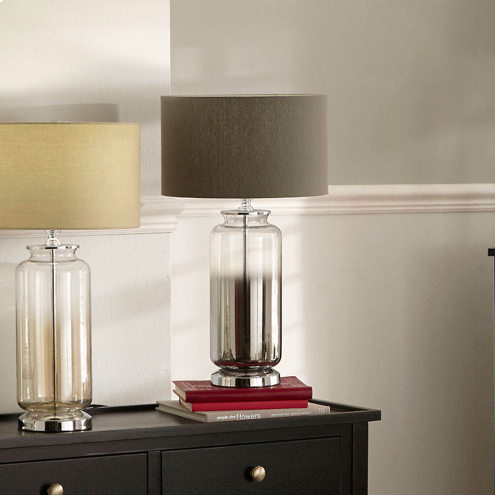 Vivienne Grey Ombre Glass Table Lamp with Shade