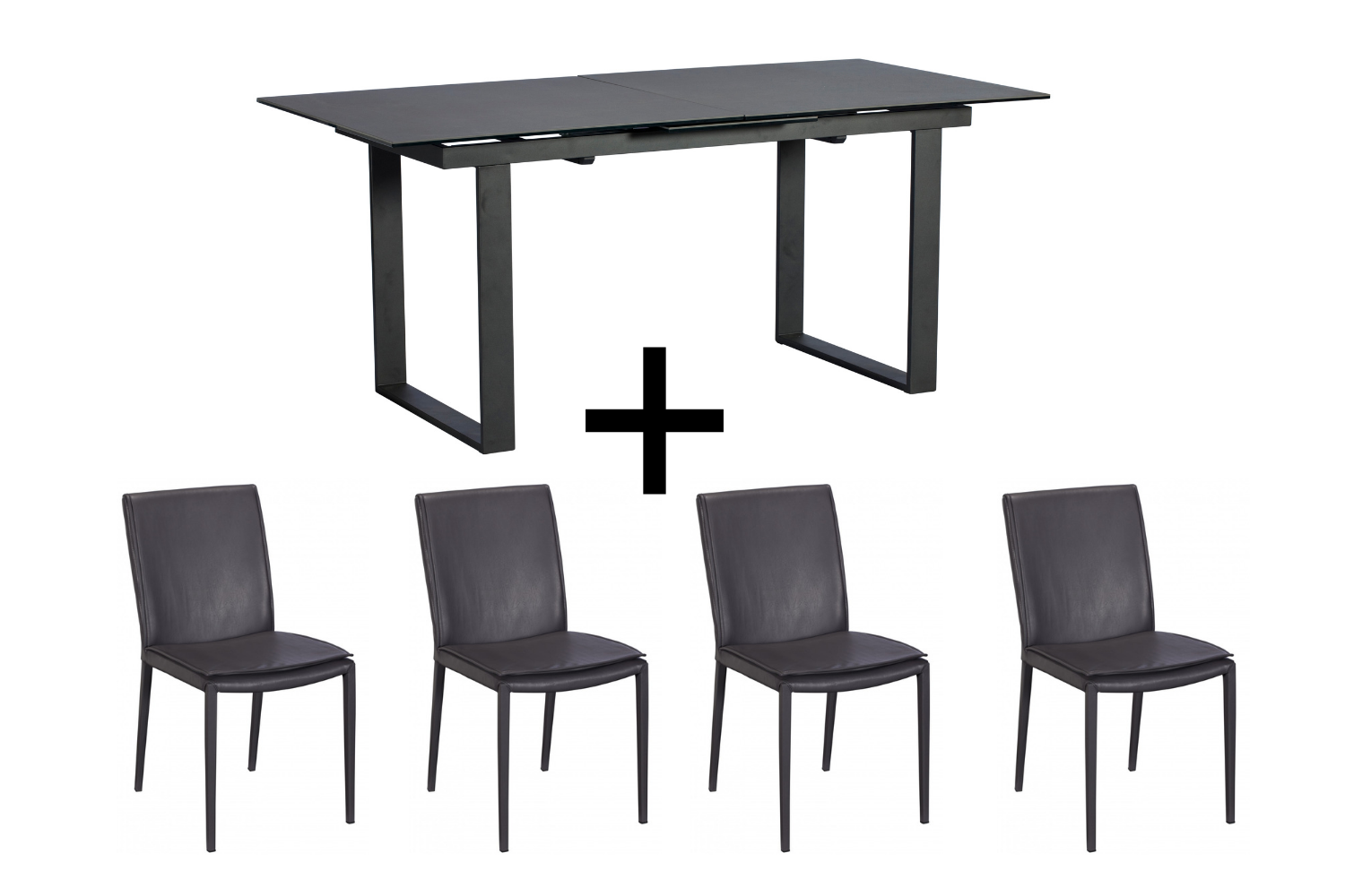 Monterrey Dark Grey Extending Dining Table And 4 Grey Ralph Chairs