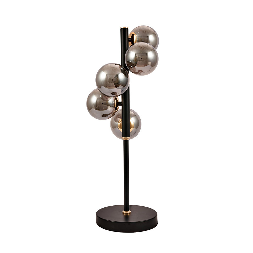 Blair Smoke Glass and Black Metal Table Lamp